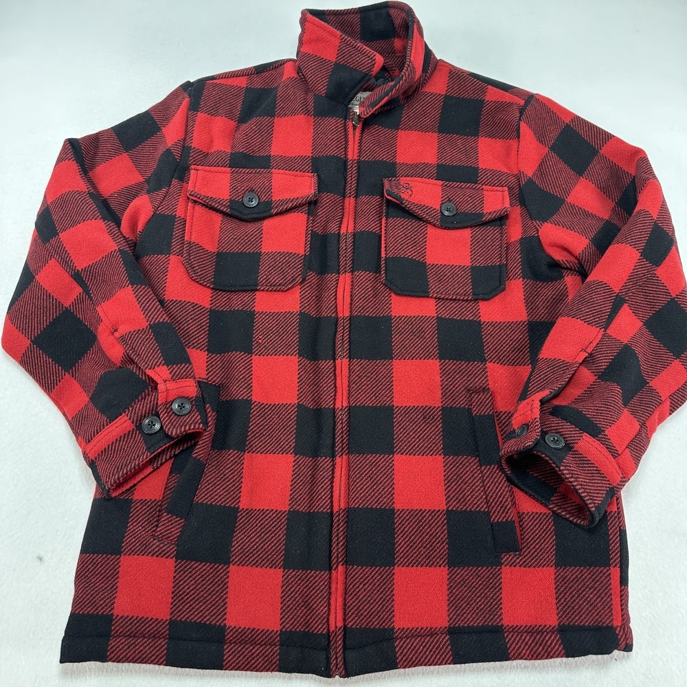 Legendary Whitetails Jacket Mens Medium Red Buffalo Plaid Wool Tough As Buck